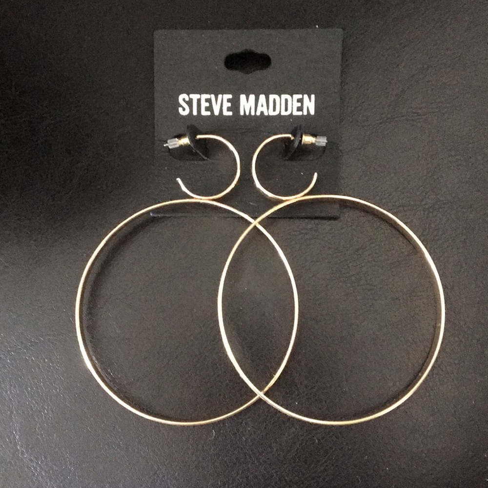 New Unique Steve Madden Gold double Hoops